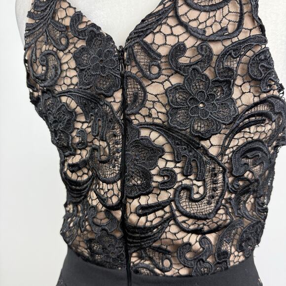 Dress the Population Ava Black Lace Mini Dress Medium Plunge V Neck Whimsigoth - Picture 14 of 16